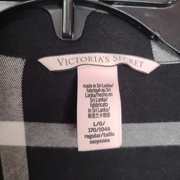 Victoria's Secret Black Plaid Button Front Sleep Shirt Ladies Size Large - Picture 4 of 10